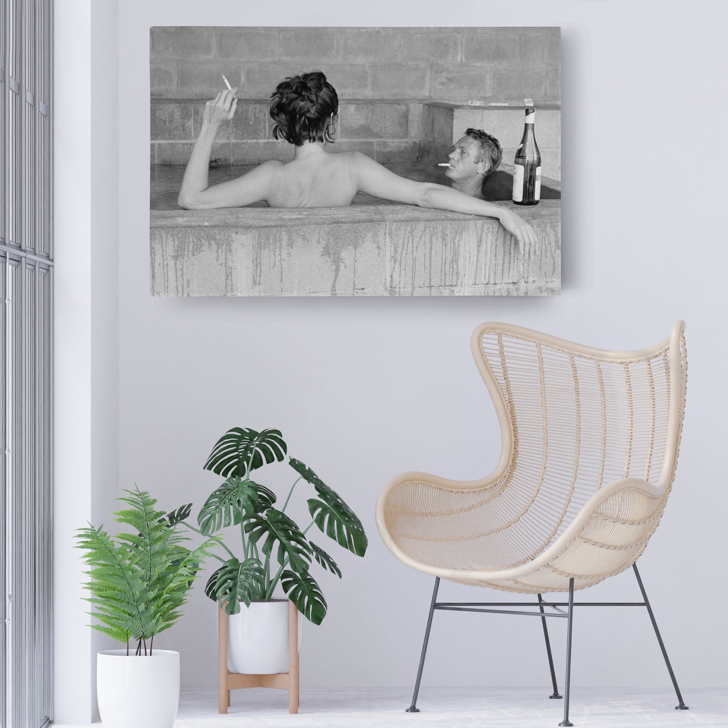 Steve McQueen with Wife Canvas Art – Hollywood Power Couple Decor