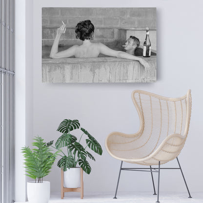 Steve McQueen with Wife Canvas Art – Hollywood Power Couple Decor