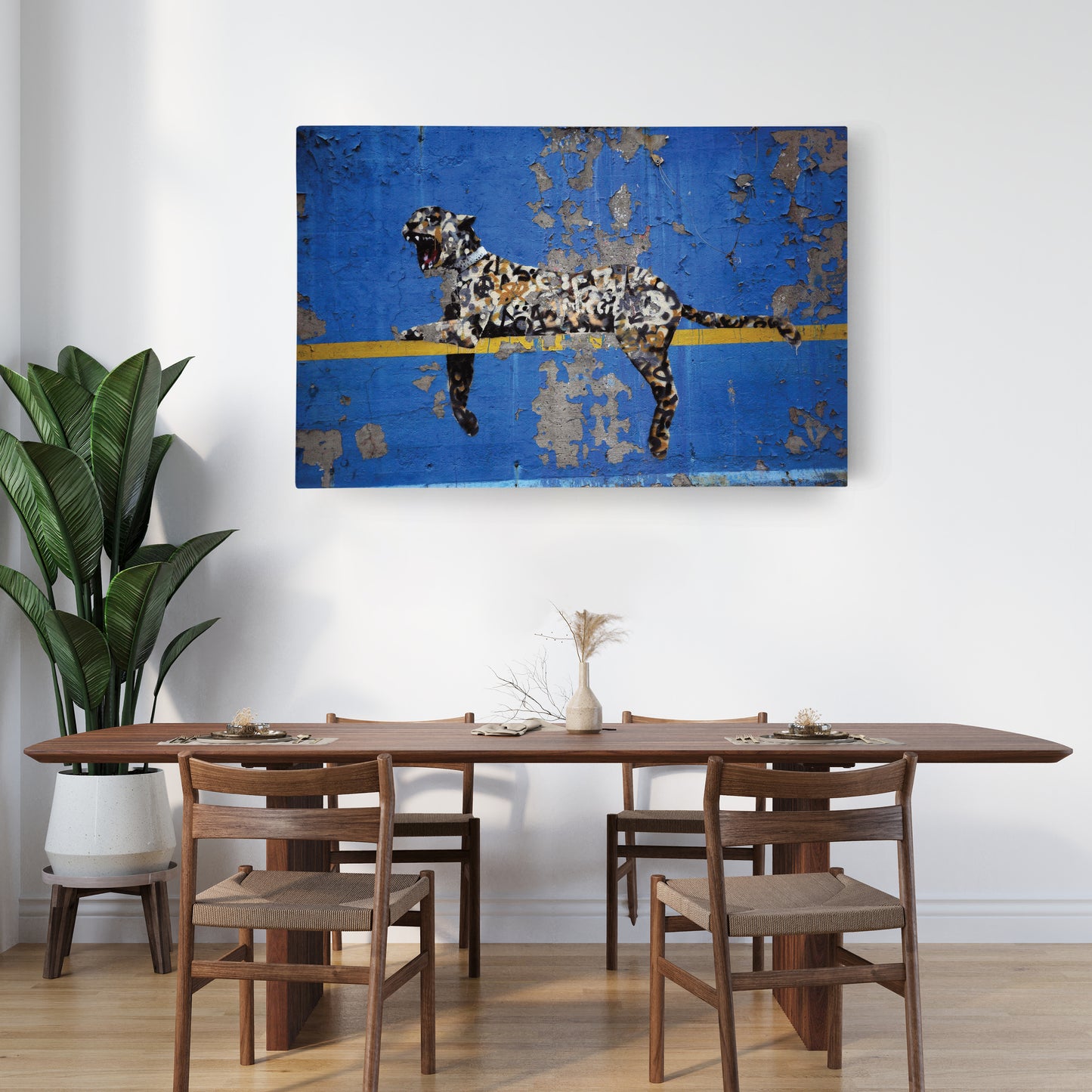 Banksy 'Bronx Zoo Leopard' Street Art Canvas Print - Framed Wall Art