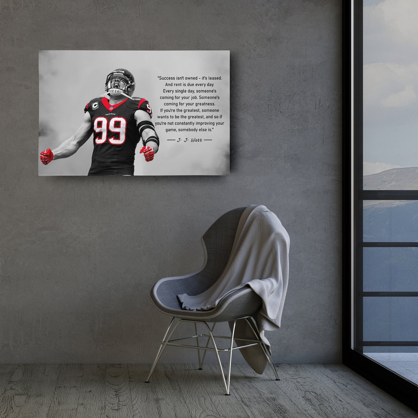 J.J. Watt Motivational Quote Canvas Wall Art Decor - NFL Legend Art