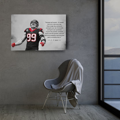 J.J. Watt Motivational Quote Canvas Wall Art Decor - NFL Legend Art