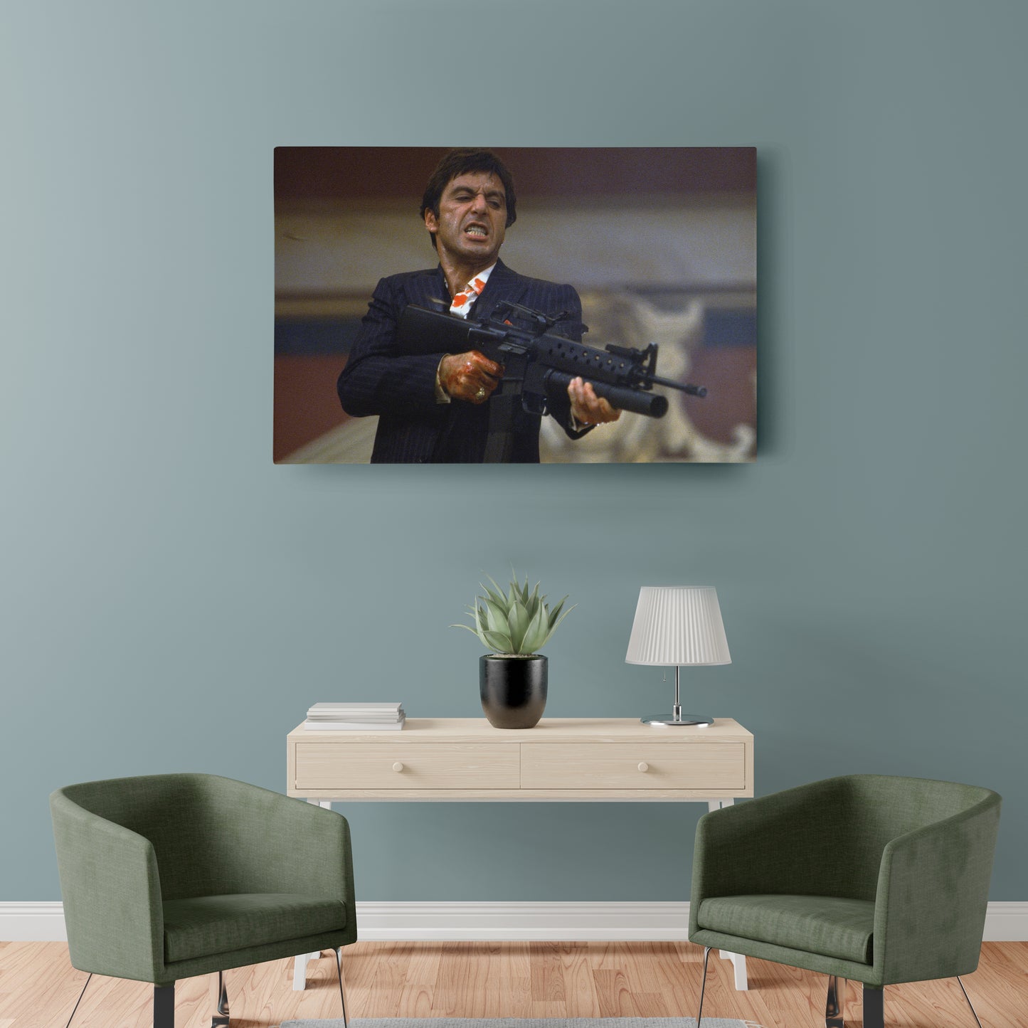 Scarface Poster – Al Pacino with Gun Canvas Wall Art Decor