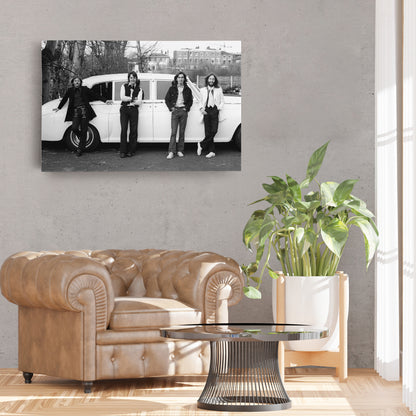The Beatles Car Music Group Canvas Wall Art – Iconic Band Decor