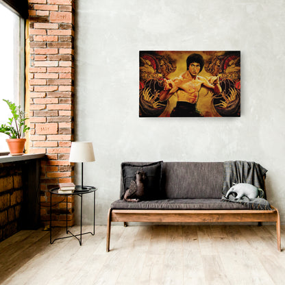 Bruce Lee Martial Art Dragons Canvas Wall Art – Fighter's Legacy Decor