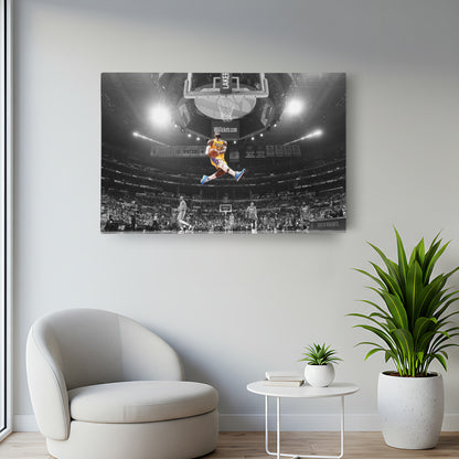LeBron James Dunk Basketball Canvas Wall Art – NBA King in Action