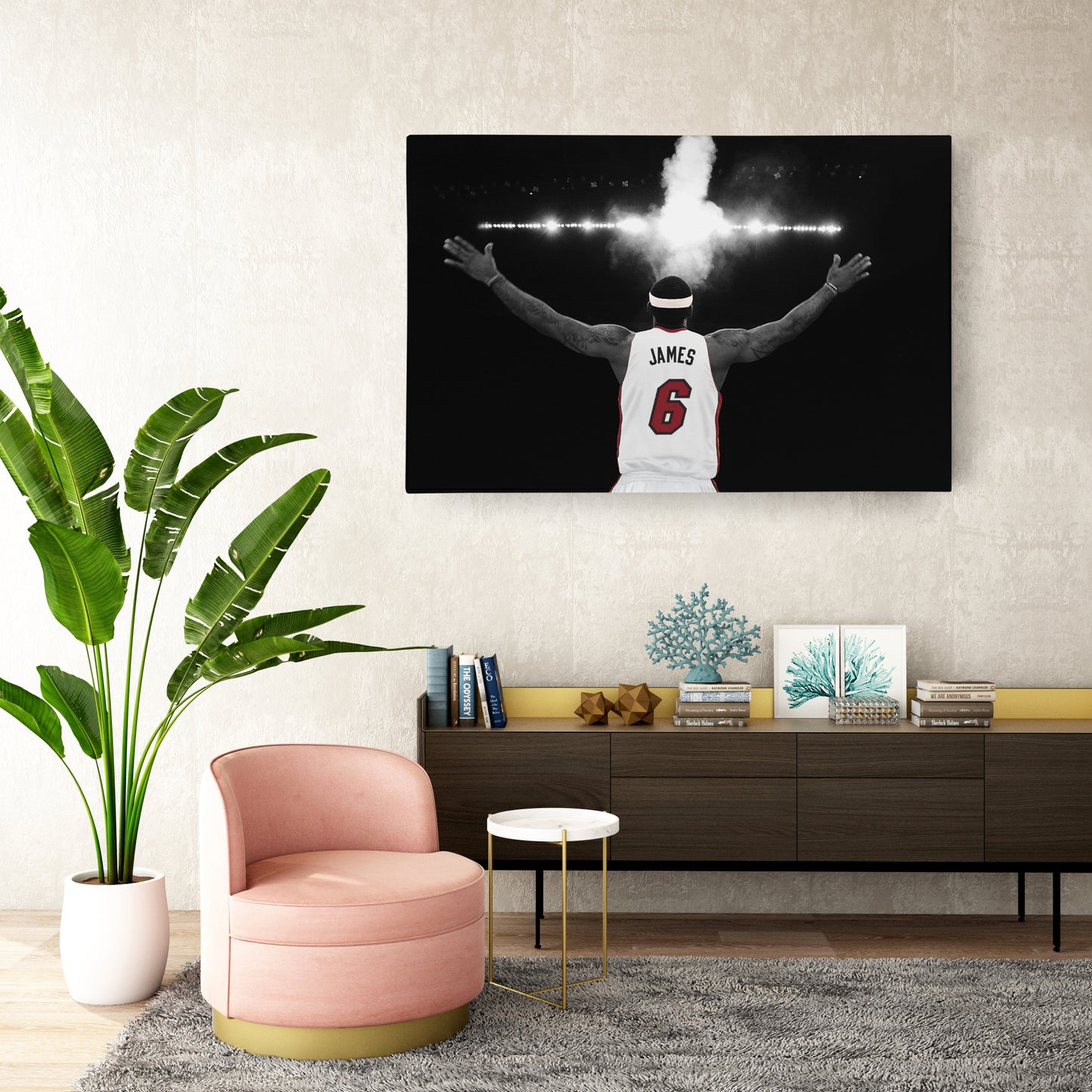 LeBron James Tosses Powder in the Air Miami Heat Canvas Wall Art Decor - NBA Superstar Art