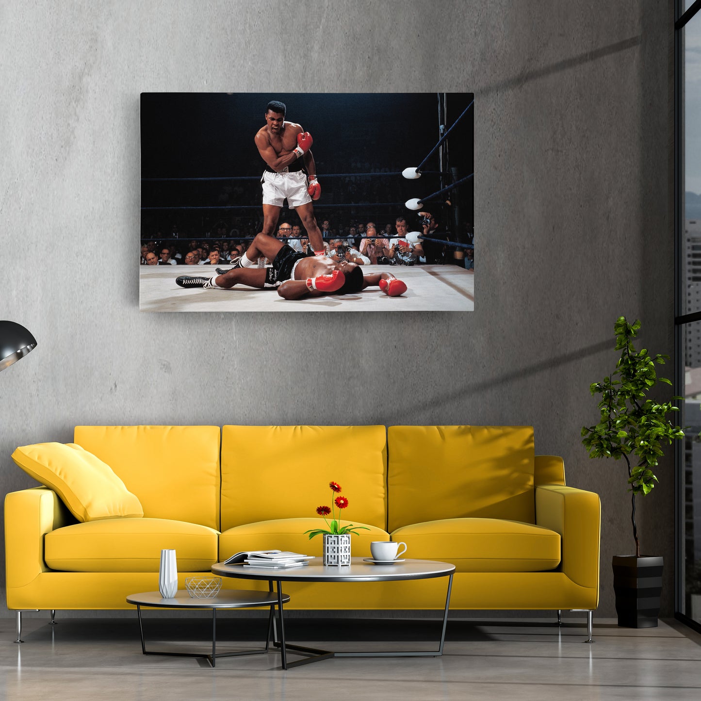 Muhammad Ali Sonny Liston Knockdown Canvas Art – Boxing Icon Decor