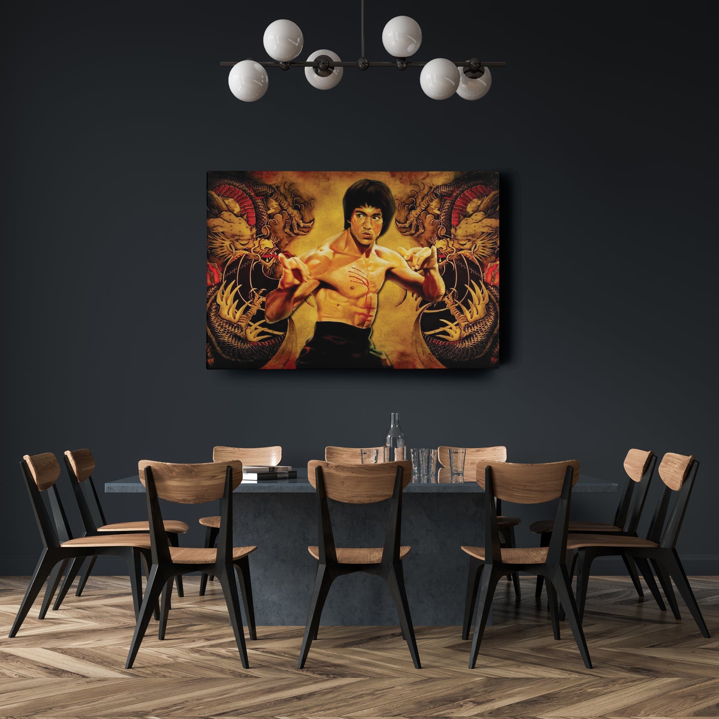 Bruce Lee Martial Art Dragons Canvas Wall Art – Fighter's Legacy Decor
