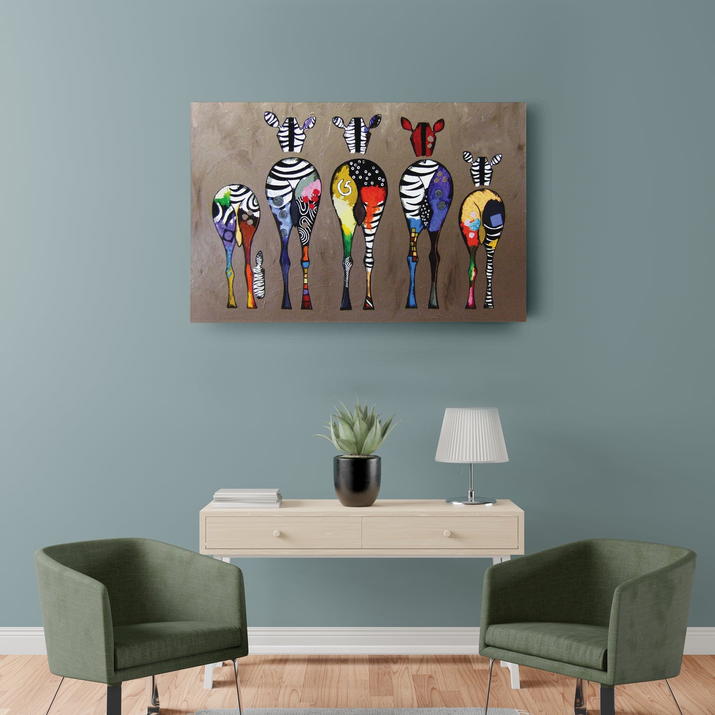 Abstract Colorful Zebra Print - Canvas Wall Art