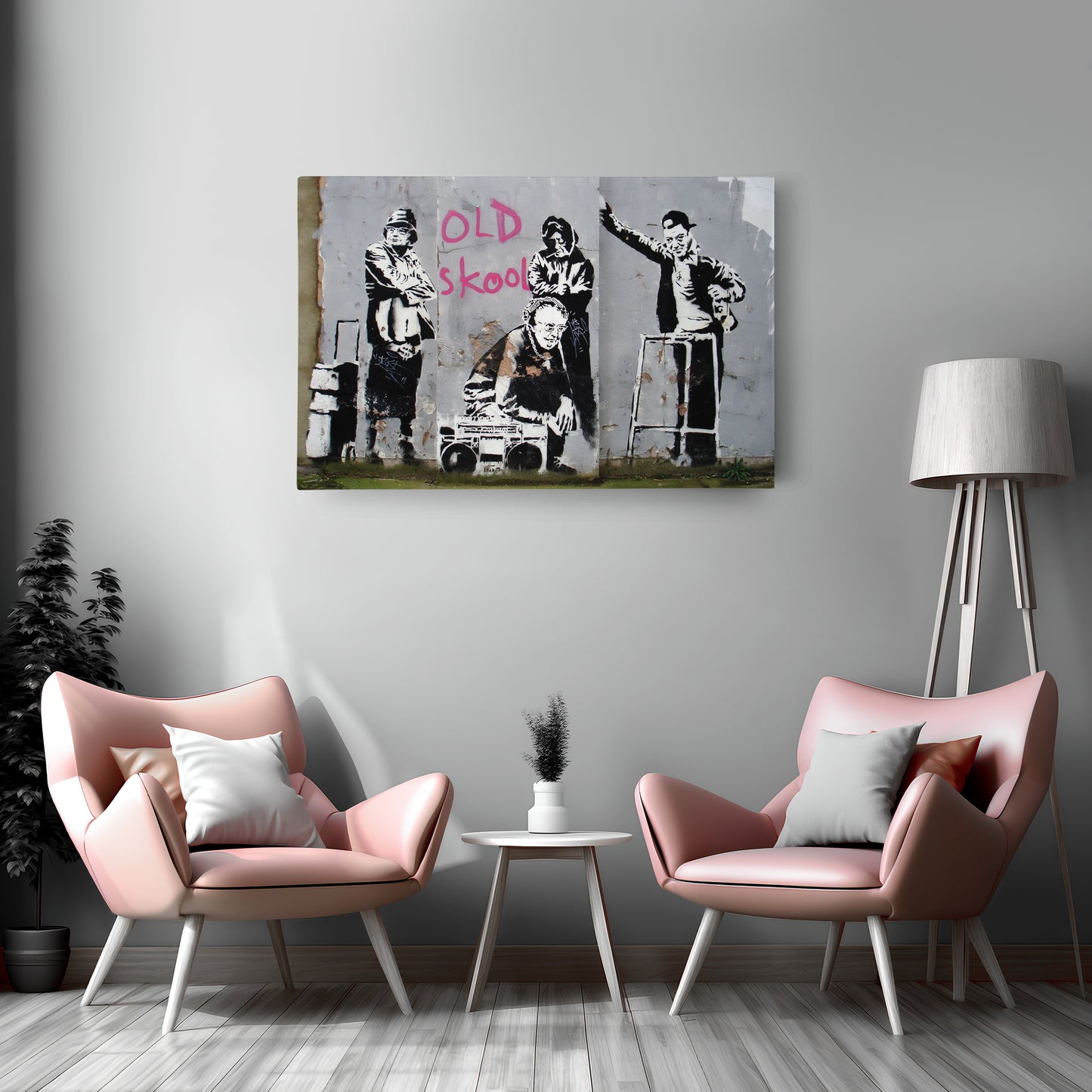 Banksy 'Old School' Canvas Print - Framed Wall Art