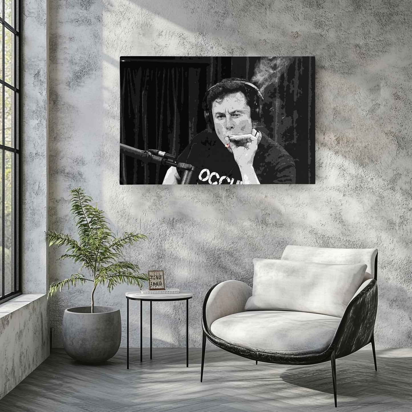 Elon Musk Smoking Canvas Wall Art – Entrepreneur Icon Print for Home