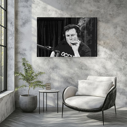 Elon Musk Smoking Canvas Wall Art – Entrepreneur Icon Print for Home