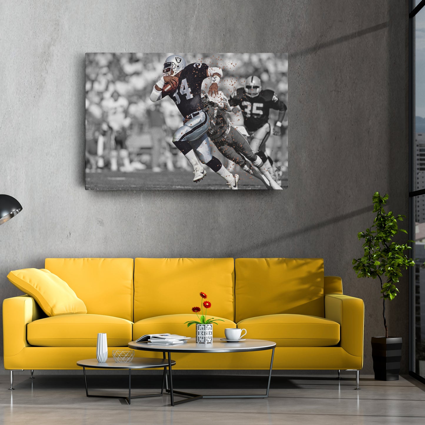 Bo Jackson Dodges Tackle Los Angeles Raiders Canvas Wall Art Decor - NFL Action Art