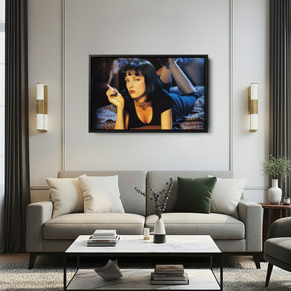 Uma Thurman Smoking Pulp Fiction Canvas Art – Legendary Movie Star Decor