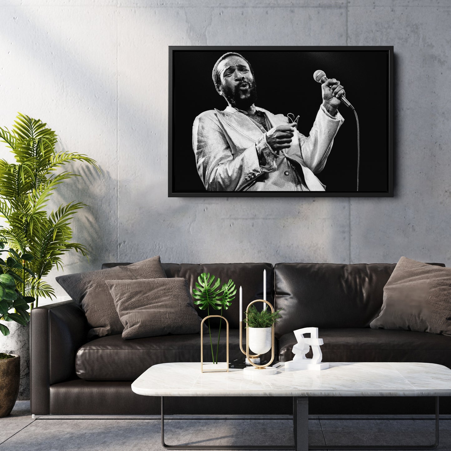 Marvin Gaye Black and White Canvas Art – Soul Singer Poster Wall Decor