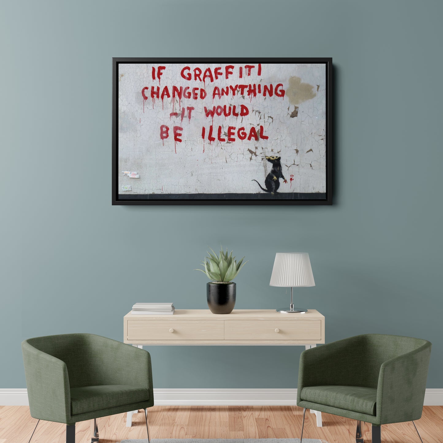 Banksy 'Illegal' Quote Canvas Print - Framed Wall Art