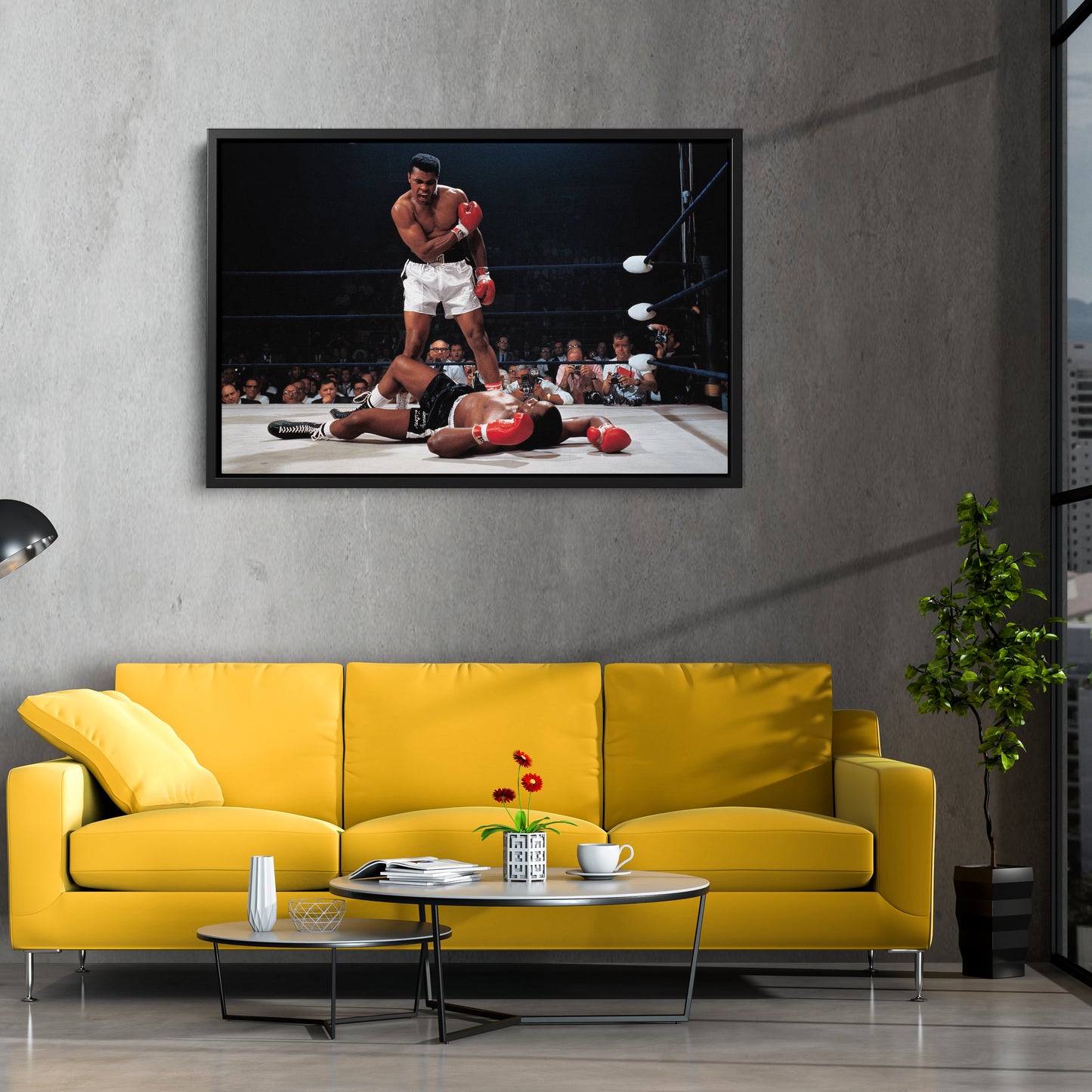 Muhammad Ali Sonny Liston Knockdown Canvas Art – Boxing Icon Decor