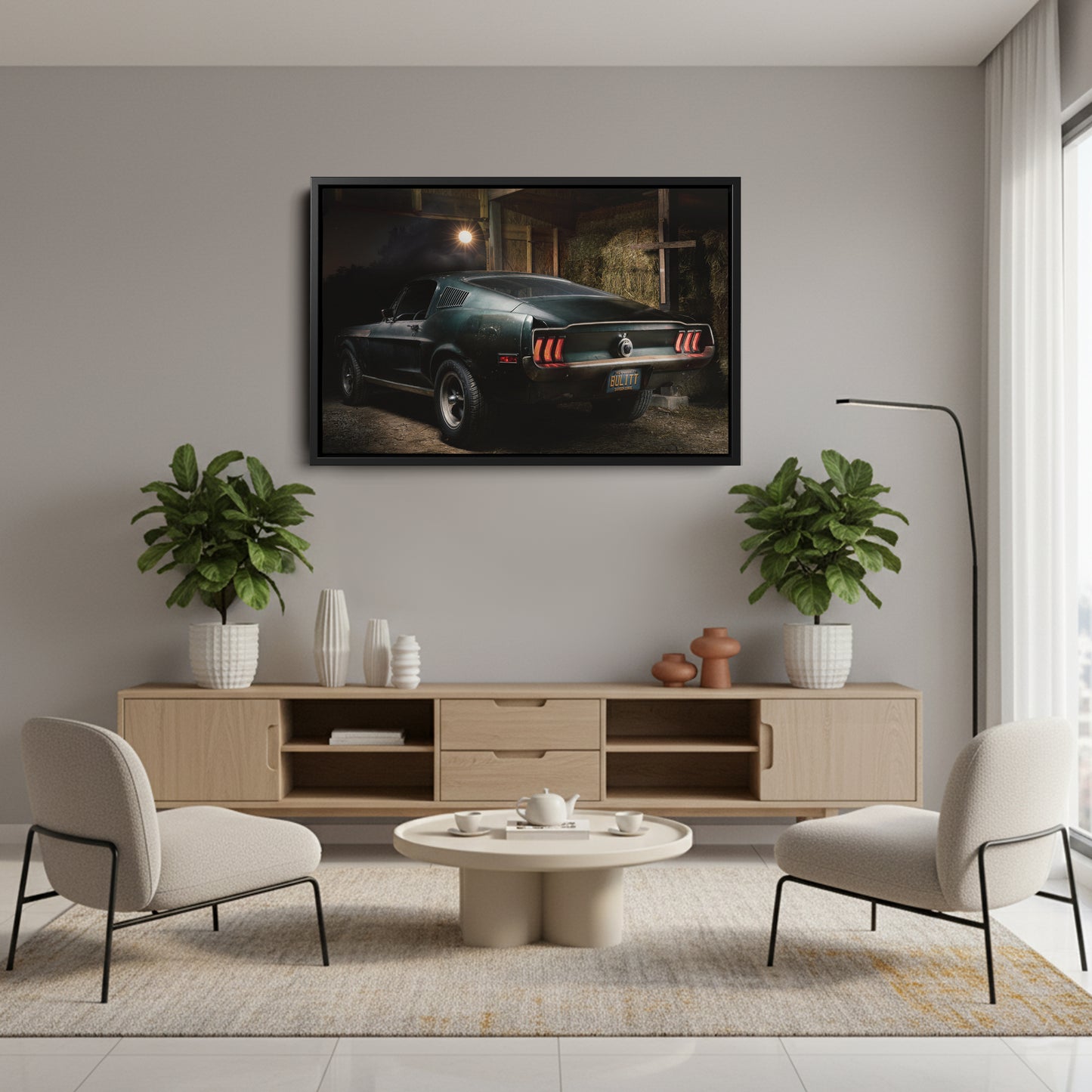 1968 Mustang Bullitt Canvas Wall Art – Iconic Muscle Car Decor