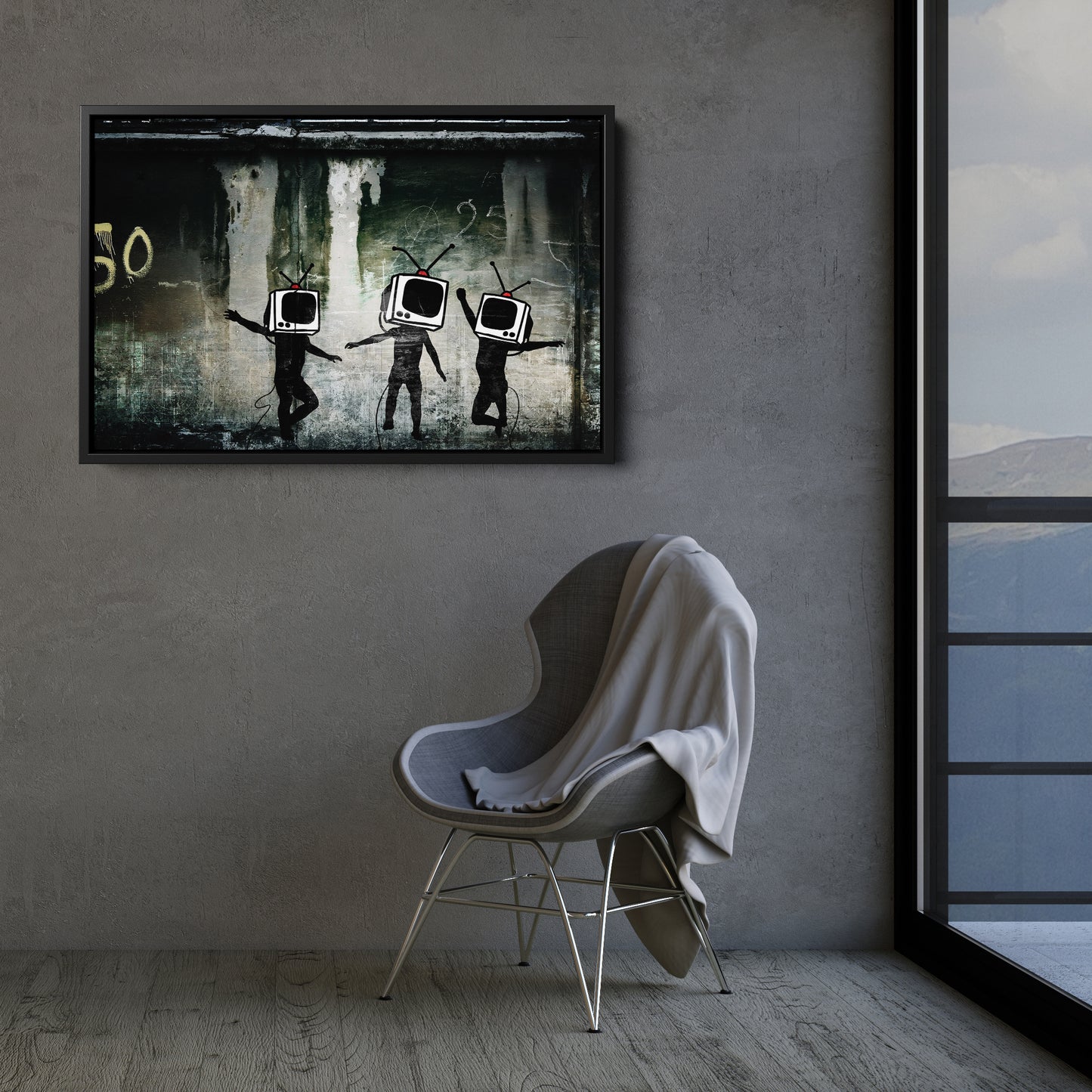 Banksy 'Television' Canvas Print - Framed Wall Art