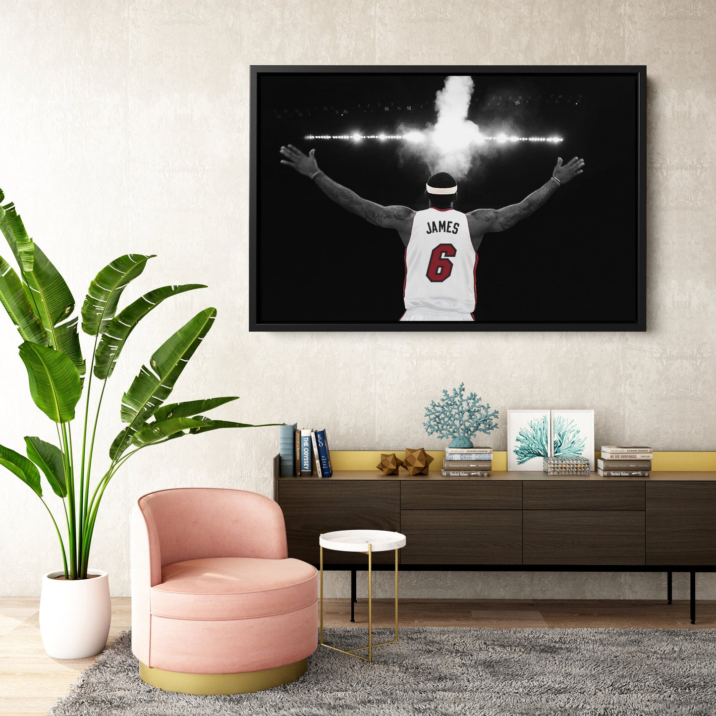LeBron James Tosses Powder in the Air Miami Heat Canvas Wall Art Decor - NBA Superstar Art