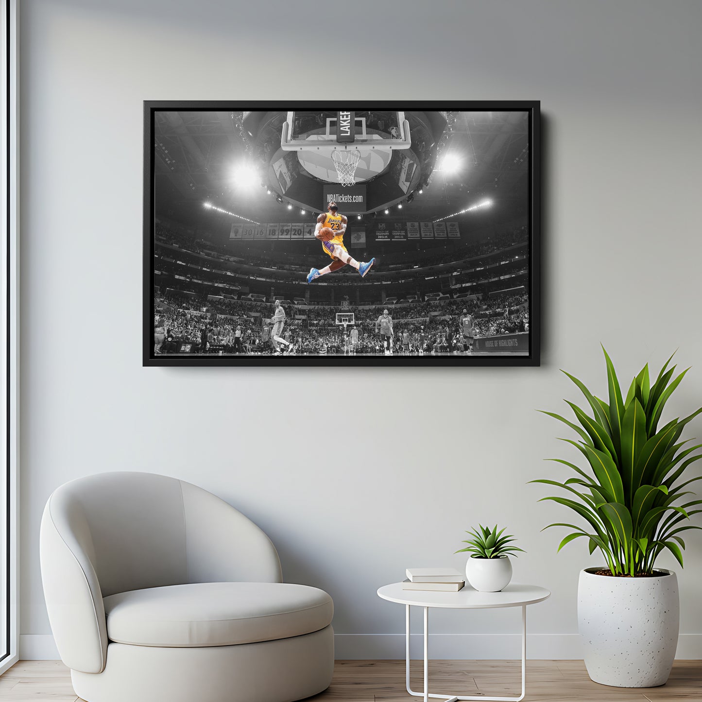 LeBron James Dunk Basketball Canvas Wall Art – NBA King in Action