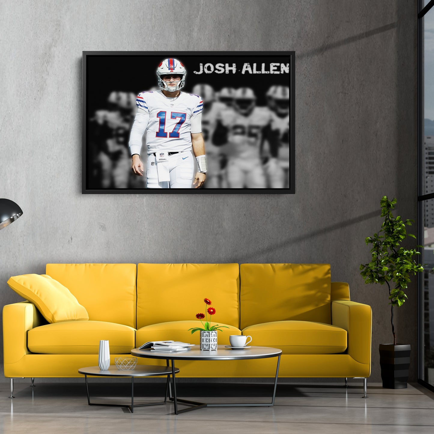 Josh Allen Highlighted Buffalo Bills Canvas Wall Art – Football Star Poster