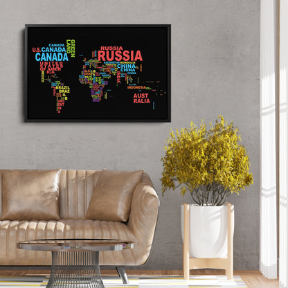 World Map - Canvas Wall Art Decor for Home & Office