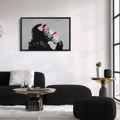 Banksy 'Female Monkey' Canvas Print - Framed Wall Art