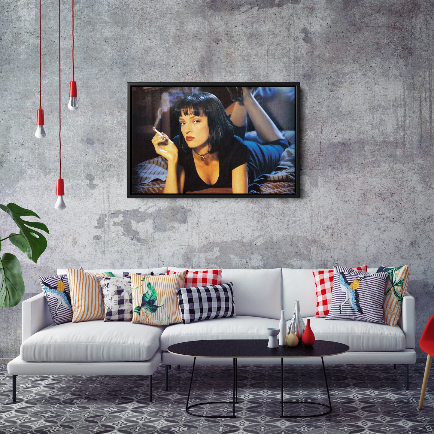 Uma Thurman Smoking Pulp Fiction Canvas Art – Legendary Movie Star Decor