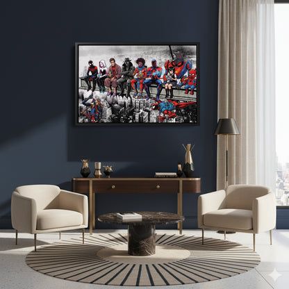 Spider Verse Lunch Atop a Skyscraper Canvas Wall Art