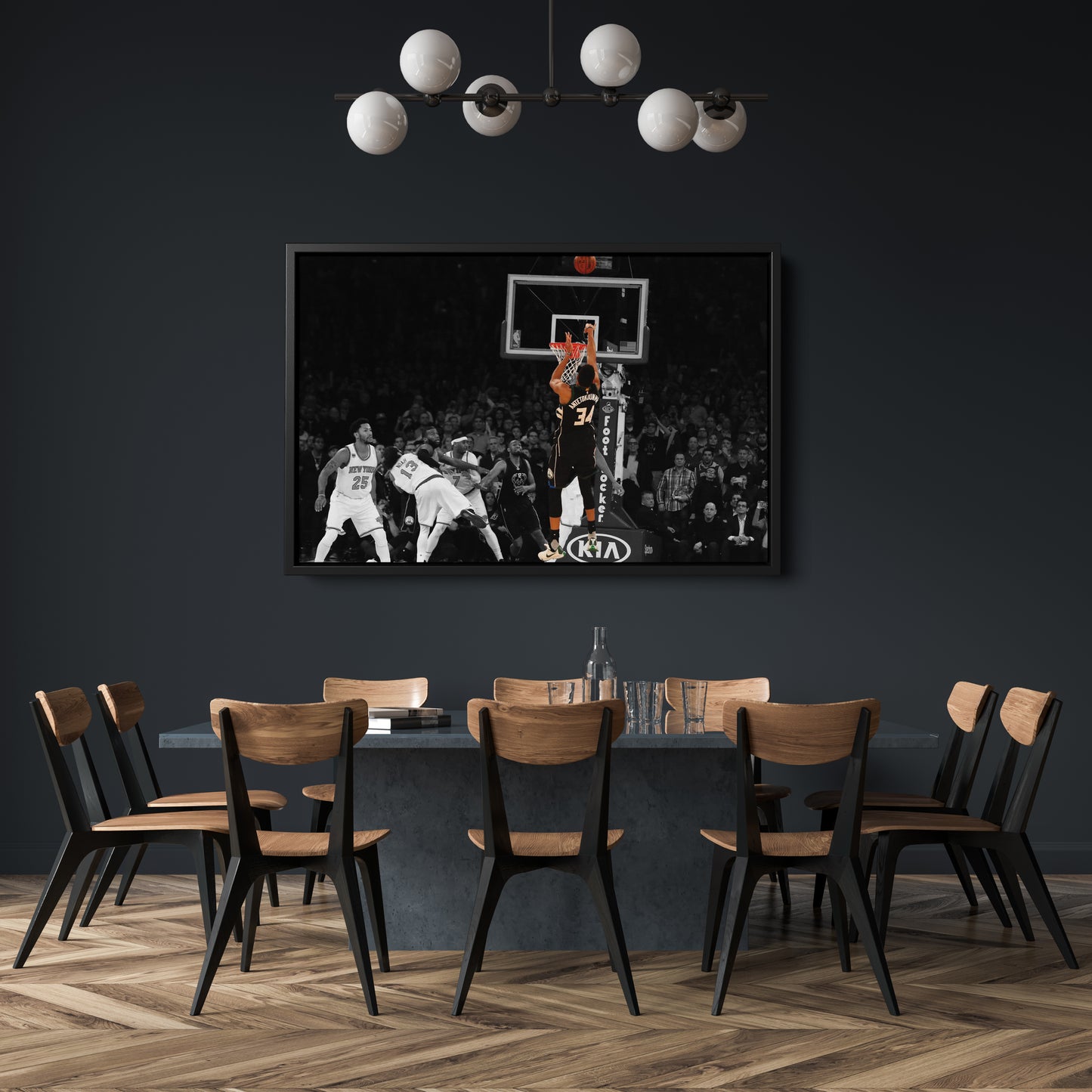 Giannis Antetokounmpo Buzzer Beater vs Knicks Canvas Wall Art Decor - NBA Superstar Art