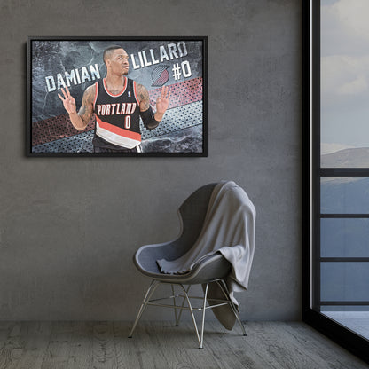 Damian Lillard #0 Basketball Canvas Wall Art – Portland Trail Blazers Decor