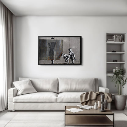Banksy 'Lady Shower' Canvas Print - Framed Wall Art