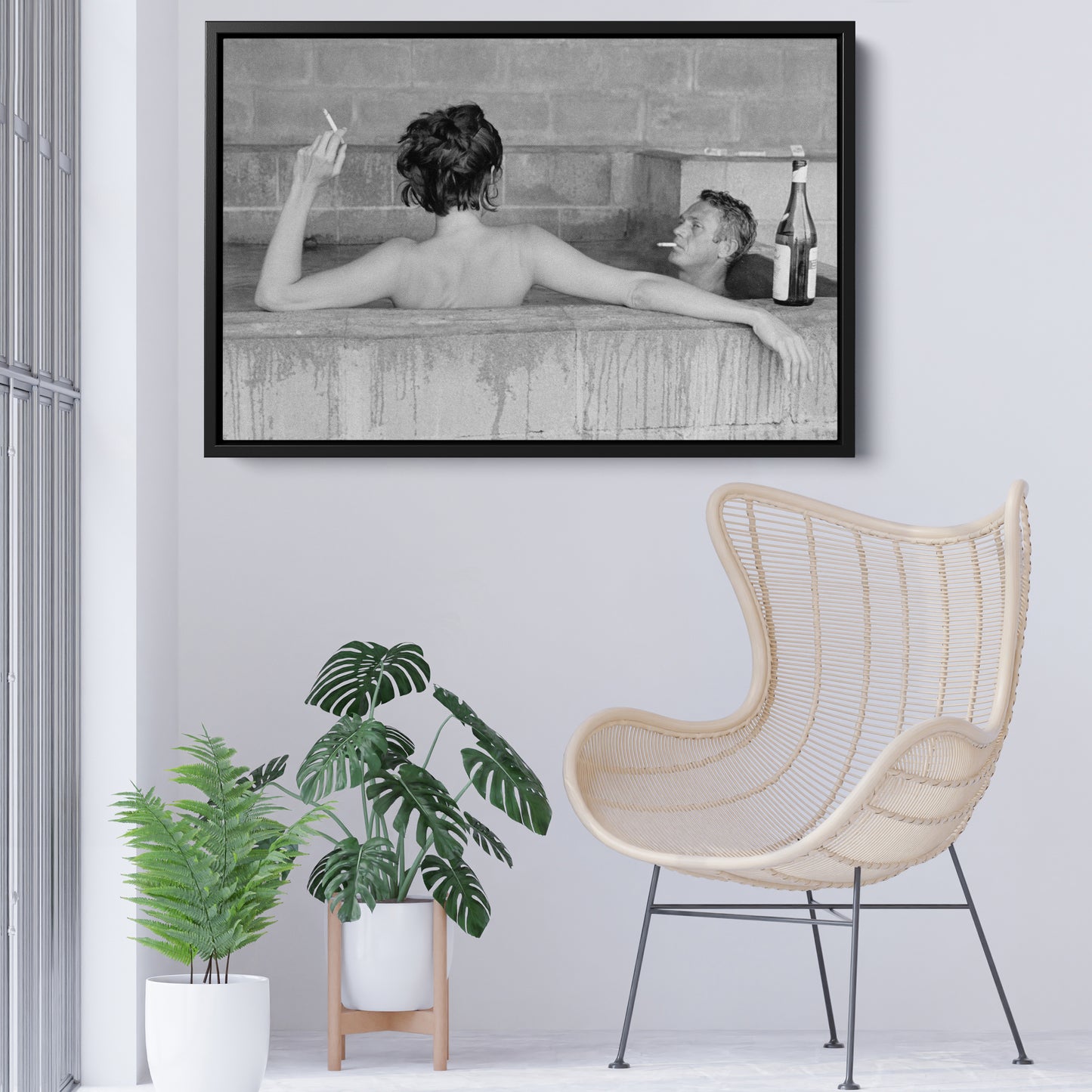 Steve McQueen with Wife Canvas Art – Hollywood Power Couple Decor