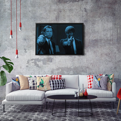 Pulp Fiction John Travolta & Samuel L. Jackson Canvas Wall Art – Movie Duo Decor