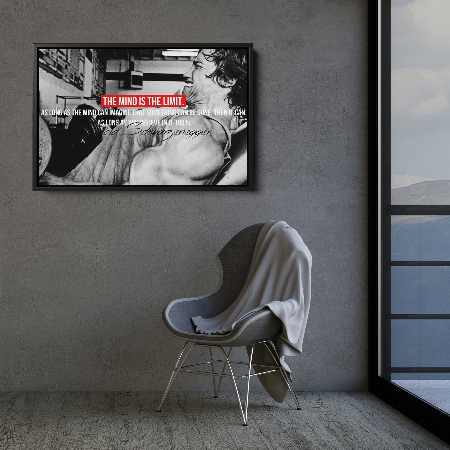 Arnold Schwarzenegger Motivational Quote Canvas Print – Wall Art for Home Office & Fitness Decor