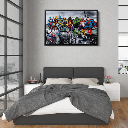 Superheroes Lunch atop a Skyscraper - Canvas Wall Art Decor