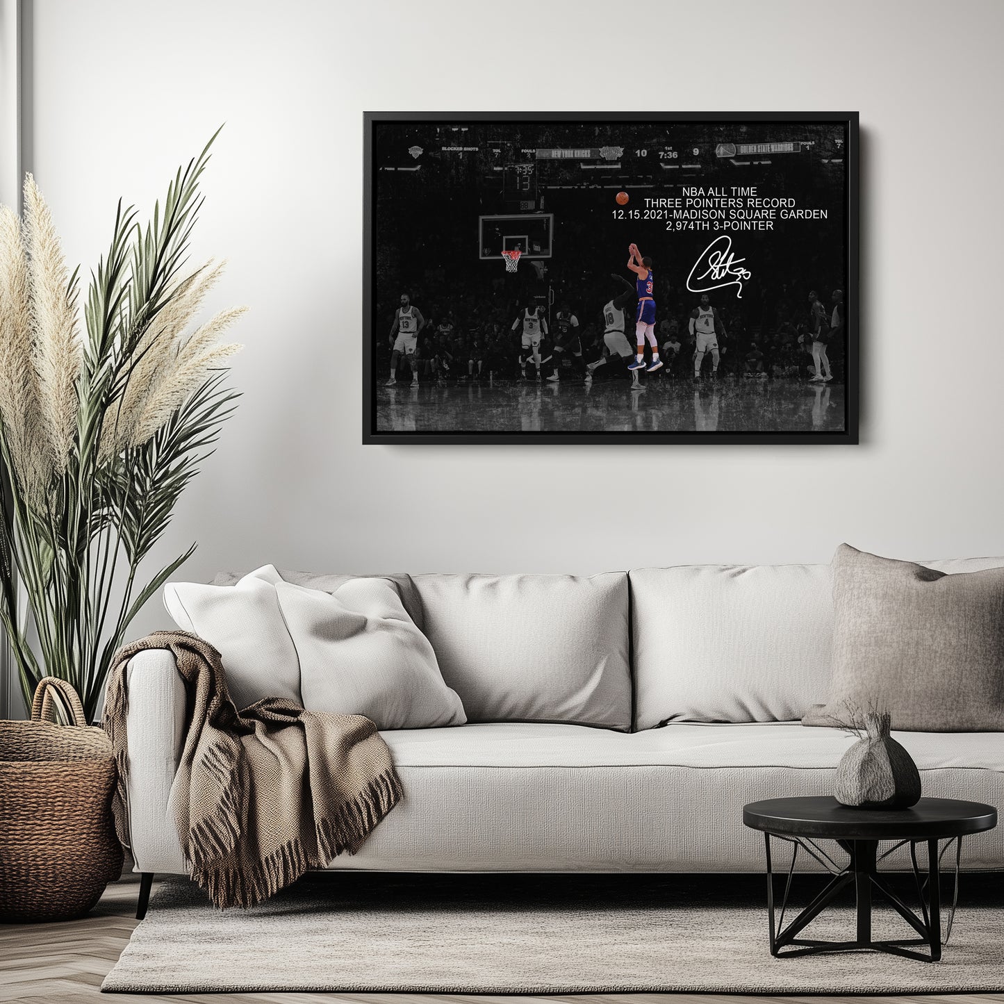 Stephen Curry Record Breaking 3-Pointer Canvas Art - NBA Wall Decor