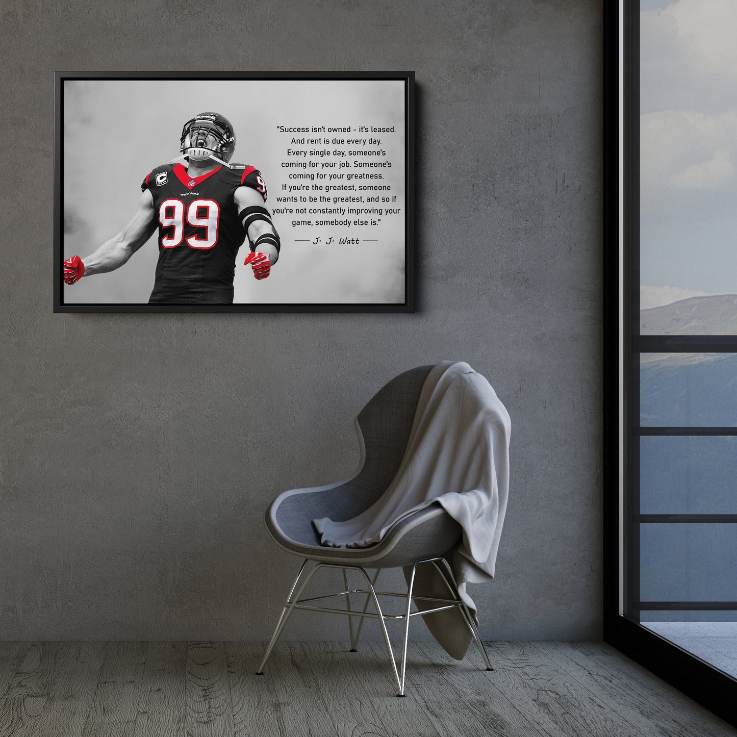 J.J. Watt Motivational Quote Canvas Wall Art Decor - NFL Legend Art