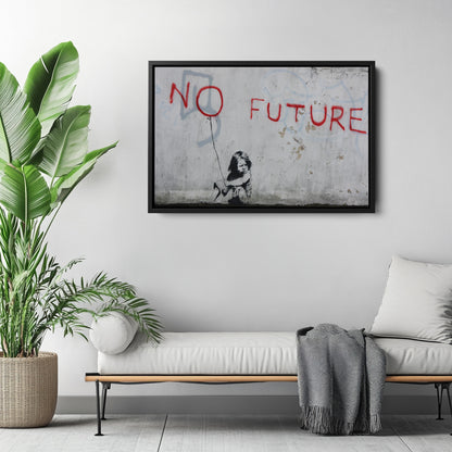 Banksy 'No Future' Street Art Canvas Print - Framed Wall Decor