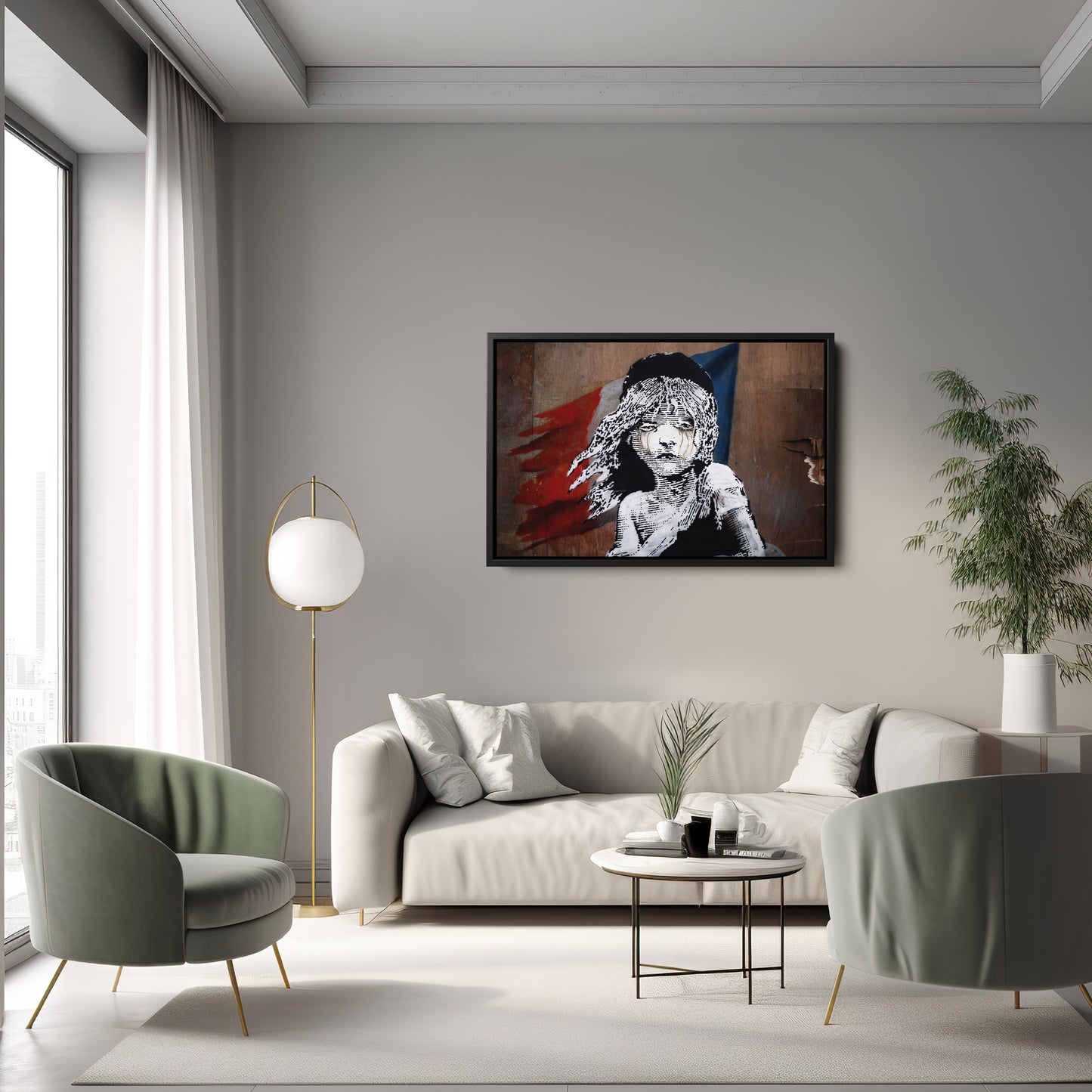 Banksy 'Les Misérables' Paris Mural Canvas Print - Framed Wall Art