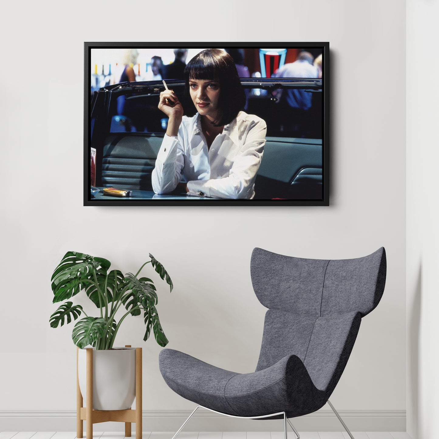 Pulp Fiction Uma Thurman Smoking Canvas Art – Legendary Movie Moment Decor