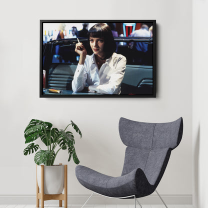 Pulp Fiction Uma Thurman Smoking Canvas Art – Legendary Movie Moment Decor