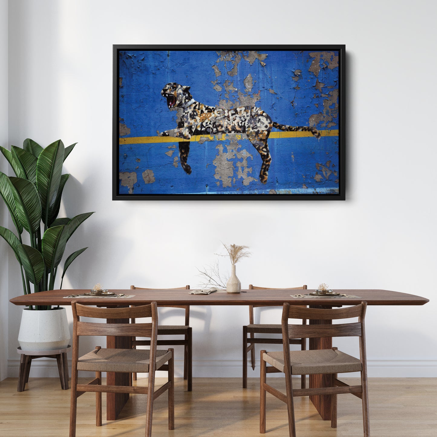 Banksy 'Bronx Zoo Leopard' Street Art Canvas Print - Framed Wall Art