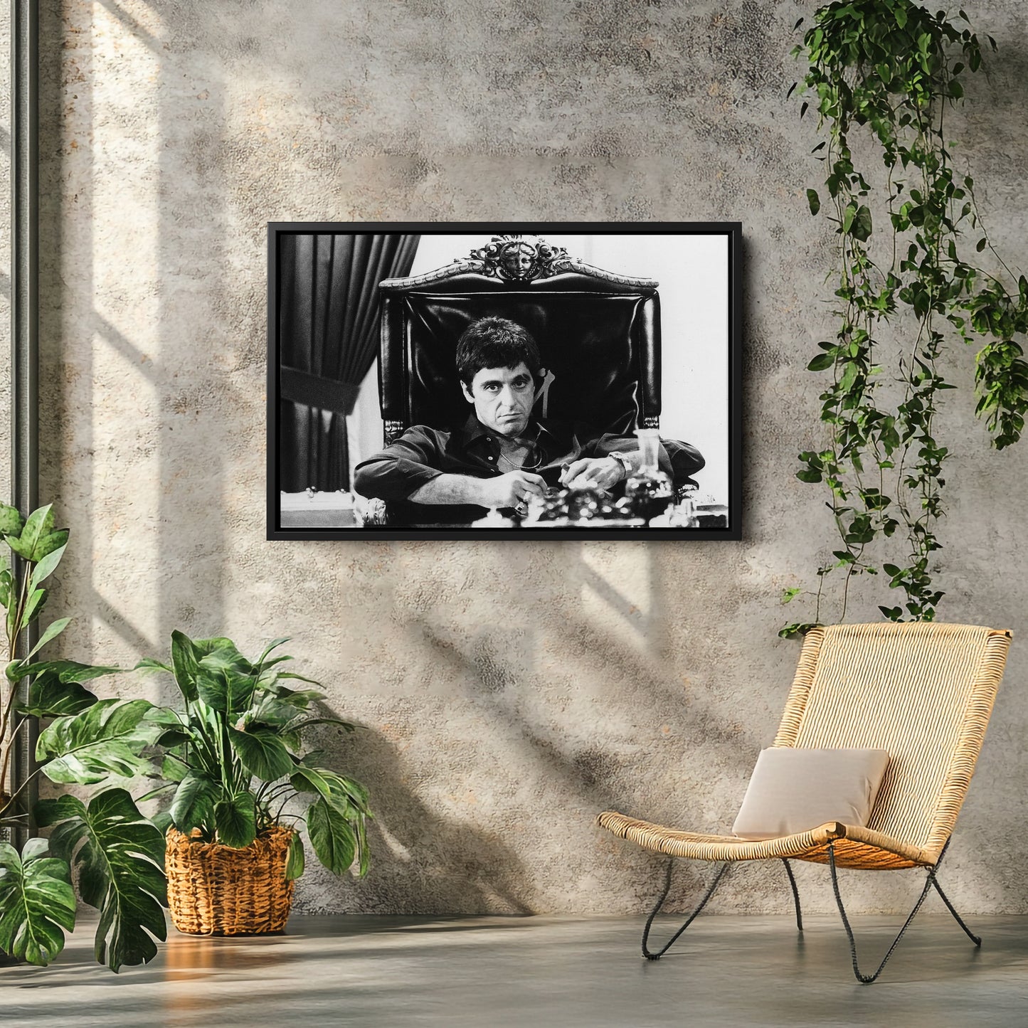 Tony Montana Scarface Canvas Art - Movie Wall Decor Black and White