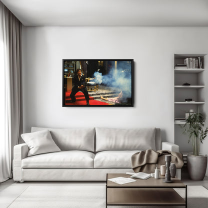 Scarface Say Hello to My Little Friend Canvas Art – Classic Movie Moment Decor
