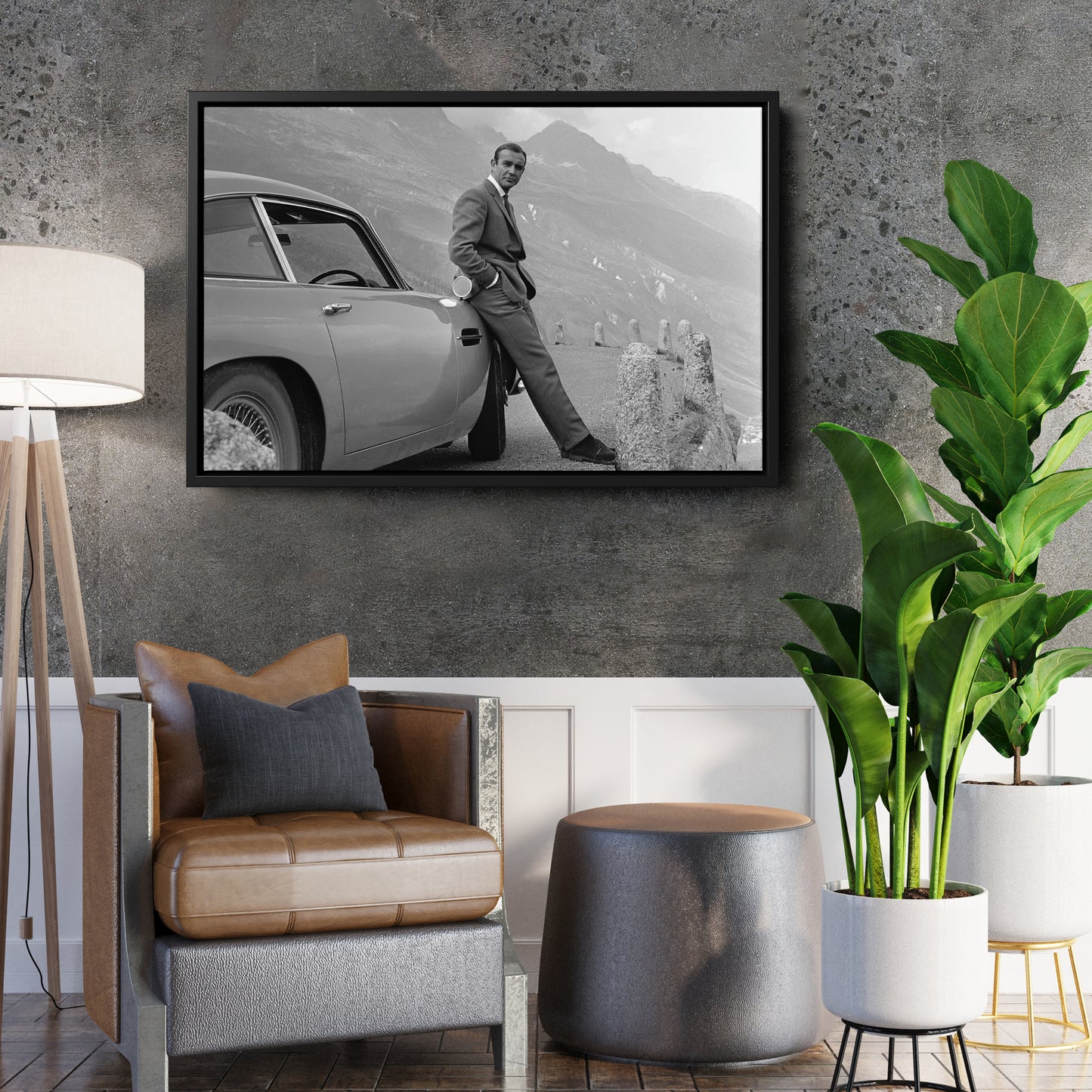 Sean Connery James Bond Aston Martin DB5 Canvas Art - Movie Wall Decor