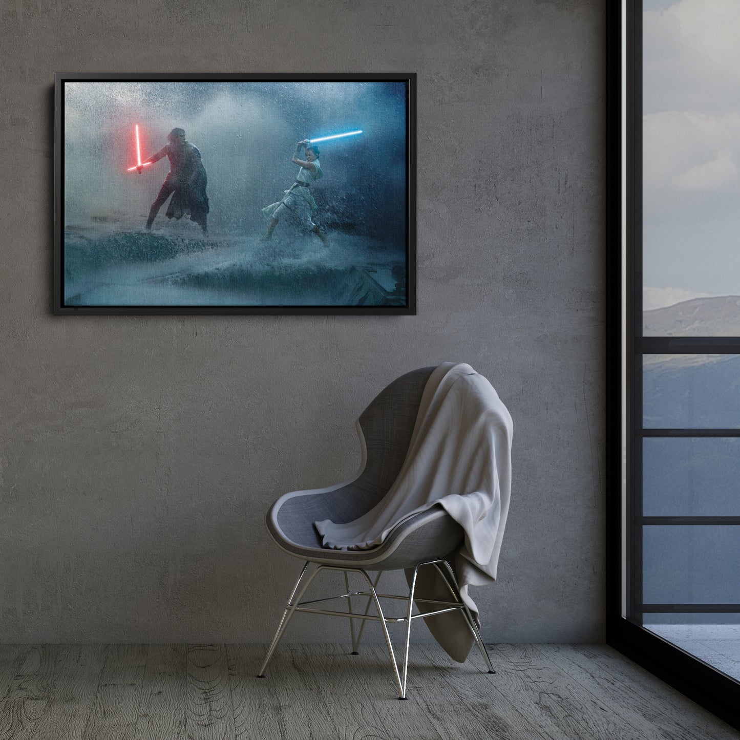 Kylo Ren vs Rey Skywalker lightsaber battle Poster Star Wars Canvas Wall Art Print Home Decor Framed Poster Art