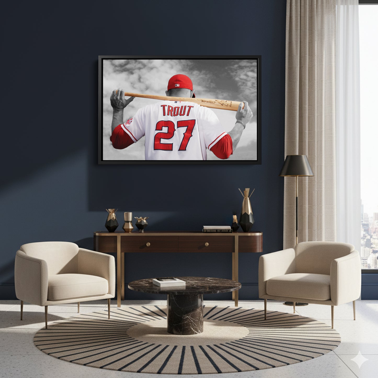 Mike Trout MLB Canvas Wall Art – Los Angeles Angels Baseball Star Decor