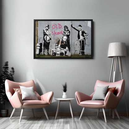 Banksy 'Old School' Canvas Print - Framed Wall Art
